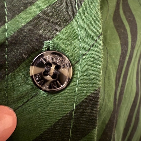 GANNI Oversized Striped Organic Cotton-poplin Mini Shirt Dress Green Black L /XL - Picture 5 of 12